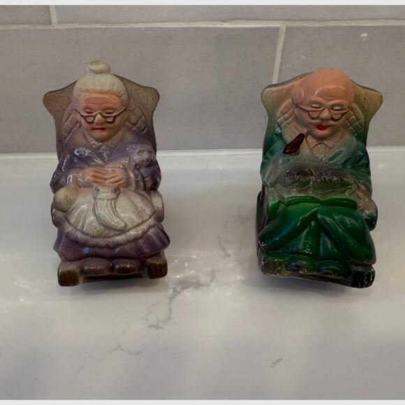 Vintage Grandma and Grandpa Rocking Chair Salt and Pepper Shakers - Picture 1 of 9